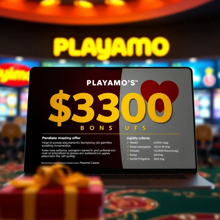 Illustration showing Playamo casino bonus offer details and eligibility criteria