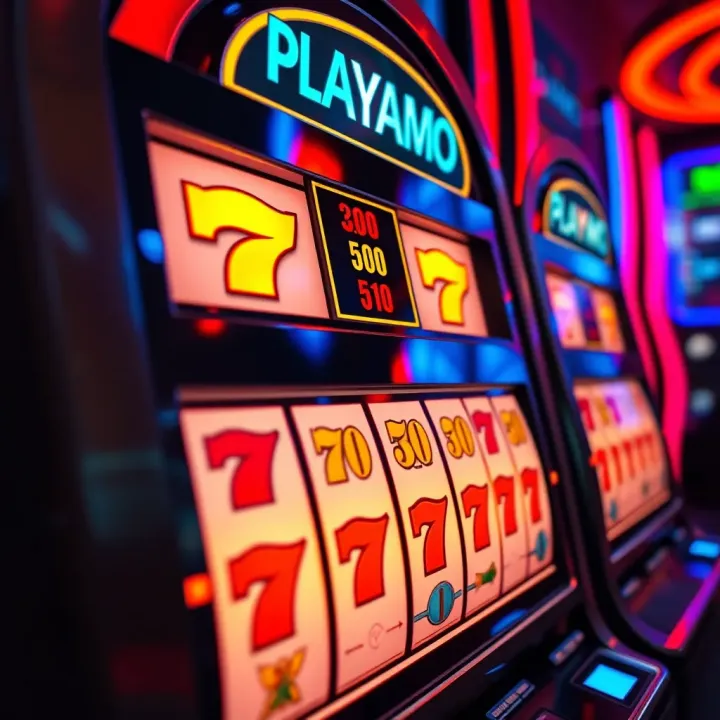 Exciting Bonus Opportunities with Playamo Casino Slots Colorful slot machine with glowing jackpot symbols at Playamo Casino
