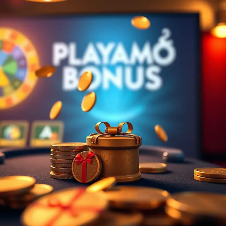 Playamo casino bonus icons showing coins and a gift box representing rewards