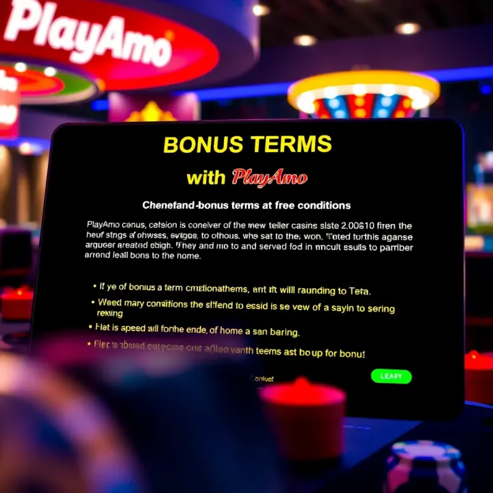 Digital interface showing bonus terms and conditions on a casino platform