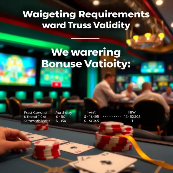 Visual representation of wagering requirements and validity periods for casino bonuses