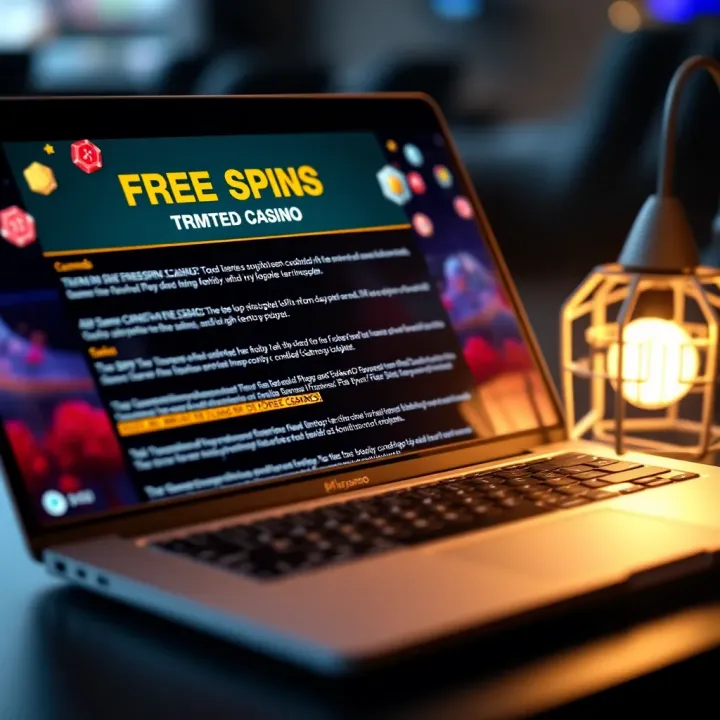 Key Terms and Tips for Maximizing Free Spins at Playamo Casino Graphic showing terms and conditions highlighted alongside a laptop displaying casino rewards