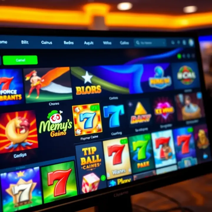 Colorful casino game icons displayed on a digital screen
