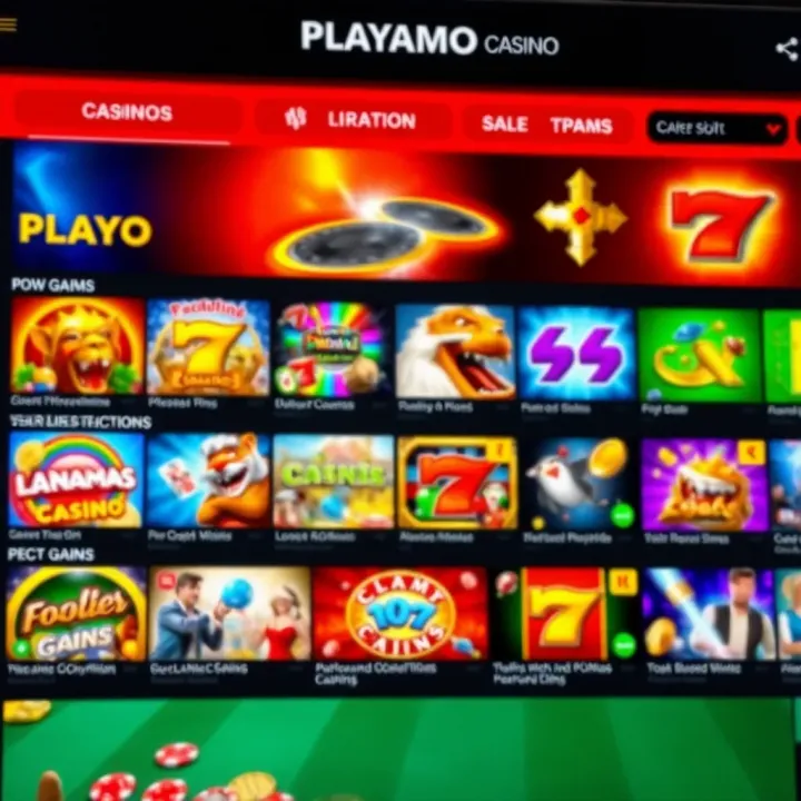 A vibrant online casino interface showcasing a variety of slot games and table games