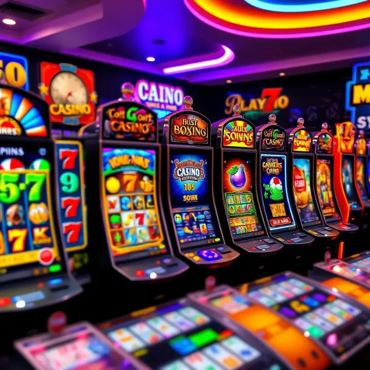 Colorful slot machine icons representing a variety of casino games available at PlayAmo Casino
