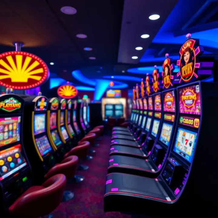 Extensive Game Variety at Playamo Casino Ireland Colorful online casino game interface showcasing slot machines and poker cards