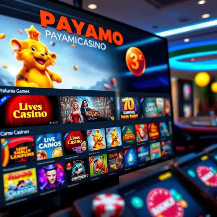User interface of Playamo Casino showcasing various slot games and live casino options