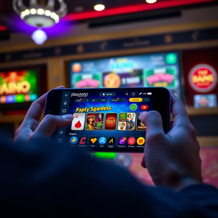PlayAmo Casino Mobile Gaming Experience User-friendly interface of PlayAmo Casino mobile app showcasing seamless gameplay