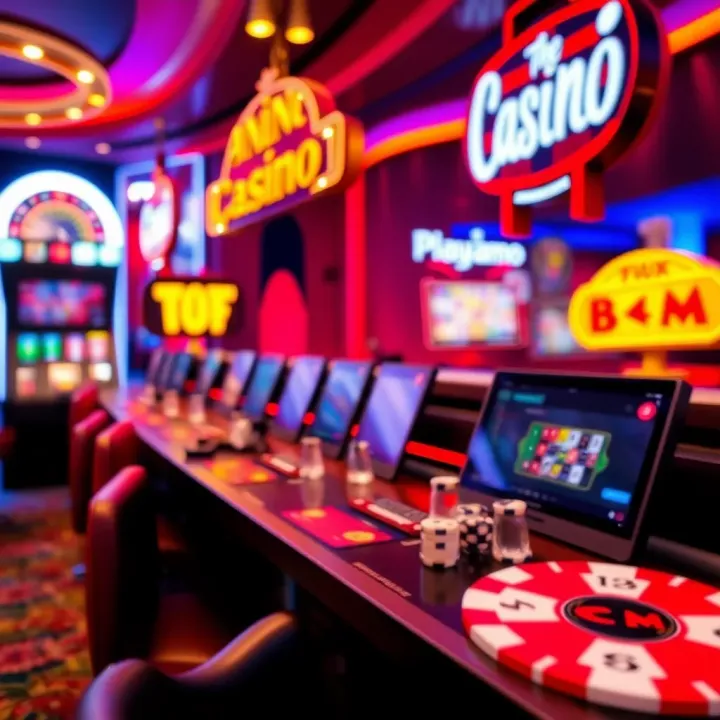 Illustration of various online casino bonus offers and discount vouchers