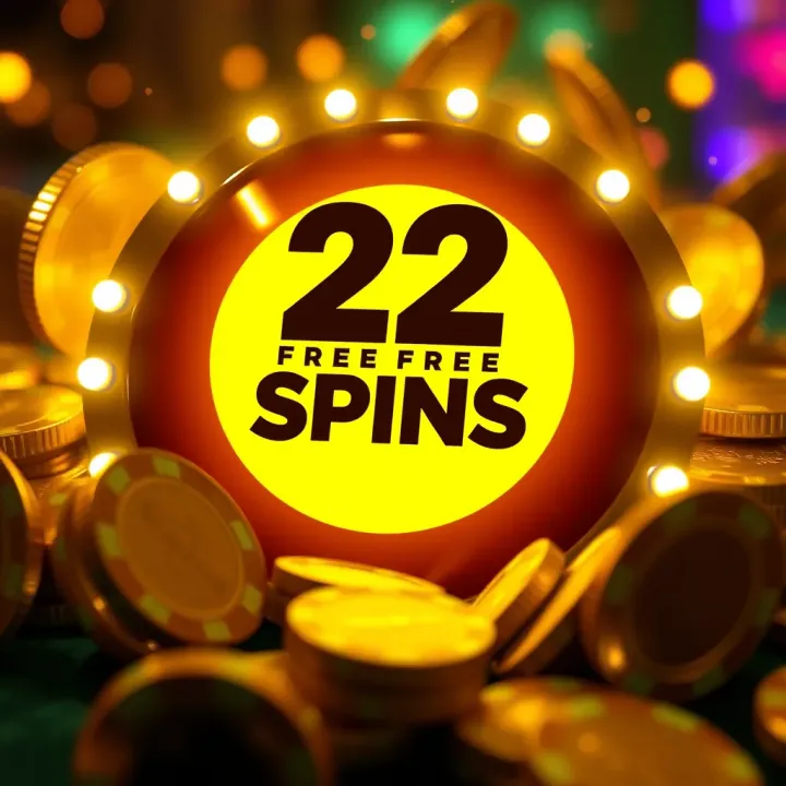 Illustration of casino tokens surrounding a glowing promotional banner highlighting special bonus spins
