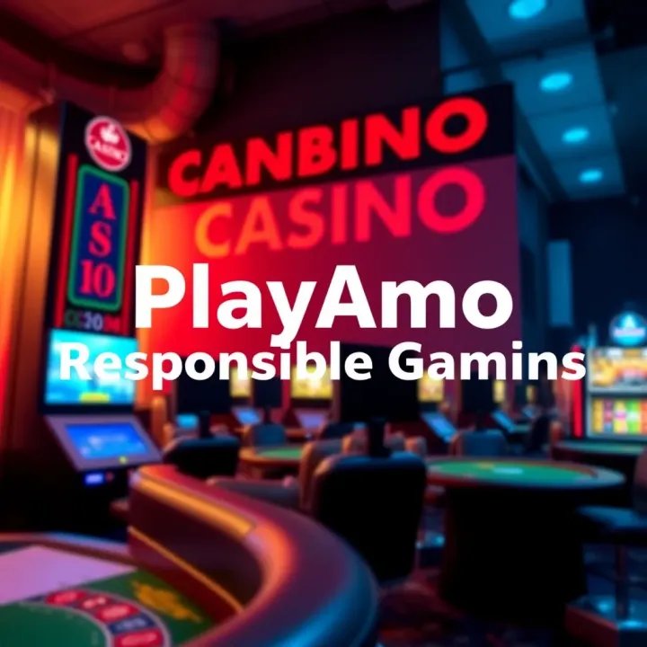 PlayAmo Casino Promotions and Responsible Gaming Overview Promotional banner showcasing PlayAmo Casino bonuses and responsible gaming message