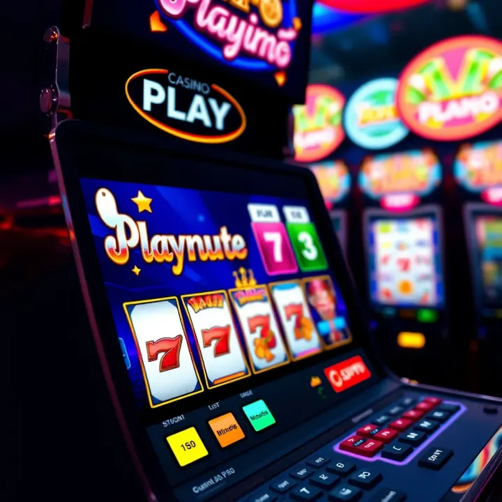 Colorful digital casino slot machine interface with vibrant symbols