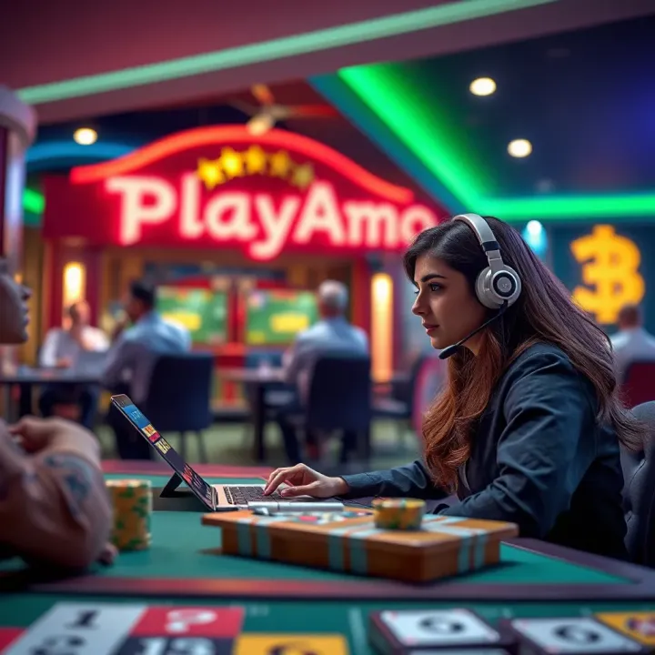 Safe Payment Options and Reliable Support at PlayAmo Casino Illustration of secure payment methods and customer support communication for online casino players in Switzerland