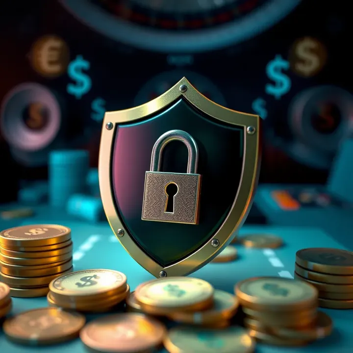 Ensuring Security in Playamo Casino Withdrawal Transactions Secure transaction concept with shield icon and currency symbols symbolizing protected fund transfers