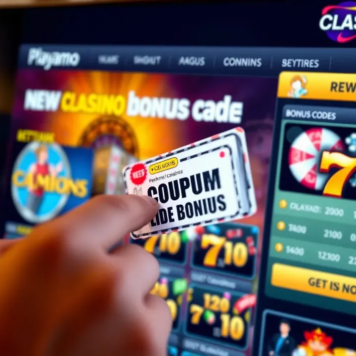 Redeeming Bonus Codes on Playamo Online Casino Interface Illustration of a digital coupon being redeemed on an online casino platform
