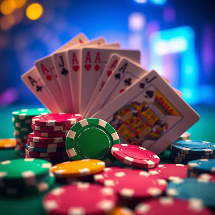 Visual Representation of PlayAmo Casino Bonuses and Coupons Colorful casino chips and playing cards symbolizing online casino bonuses