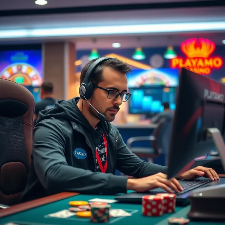 Customer support representative assisting with online casino dispute resolution