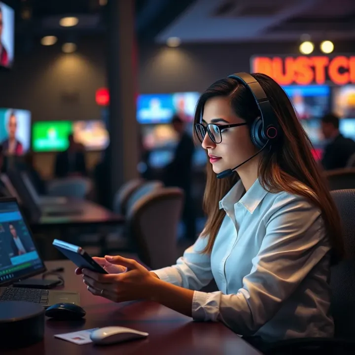 Customer service representative assisting a user through live chat support on a digital device