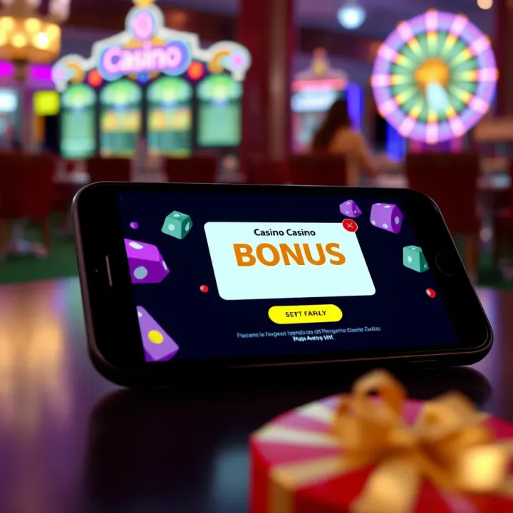 Casino Bonus Notification on Digital Device Illustration of a casino bonus notification on a digital device screen