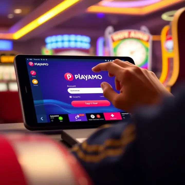 User logging into Playamo casino platform on a digital device