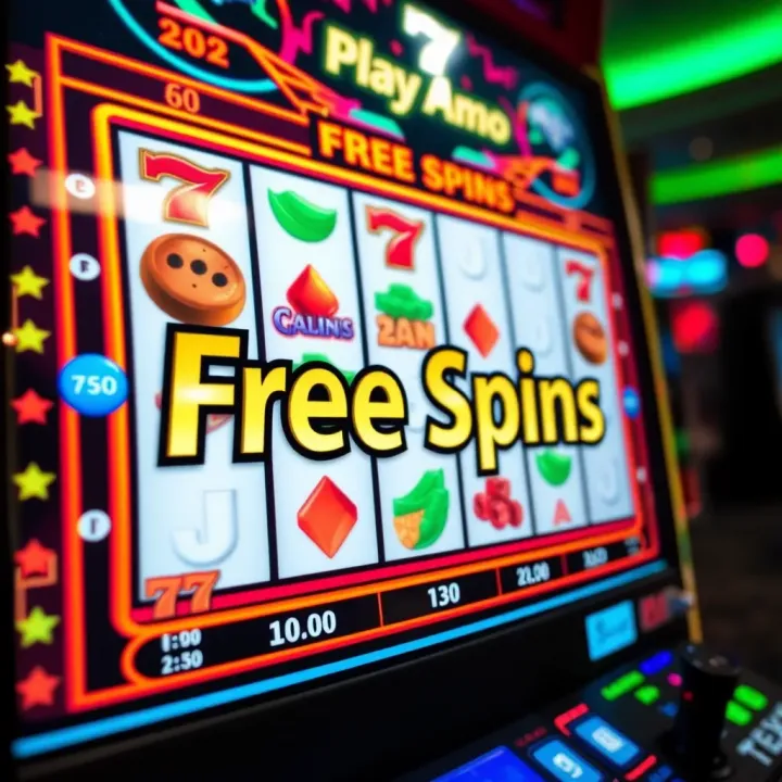 Activating Free Spins on PlayAmo Casino Digital slot machine interface showing free spins activation on PlayAmo platform