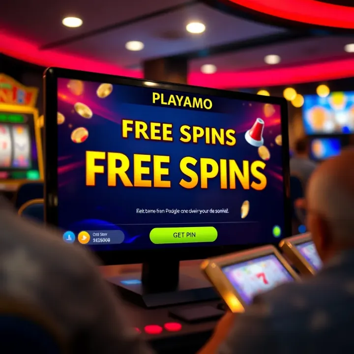 Digital casino interface showing free spins bonus activation on screen