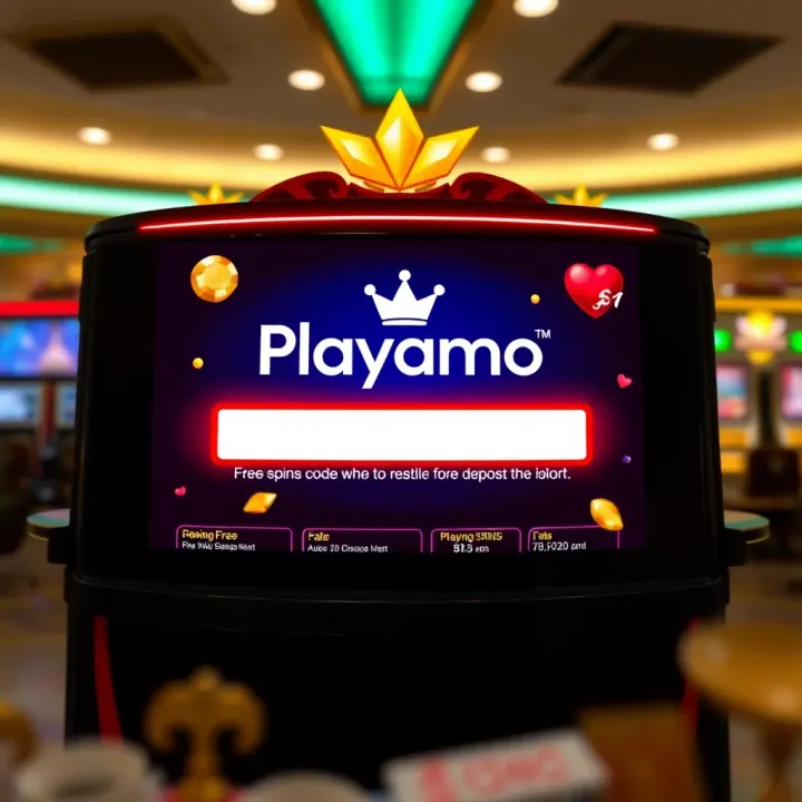 Illustration of Playamo casino interface highlighting free spins code entry section