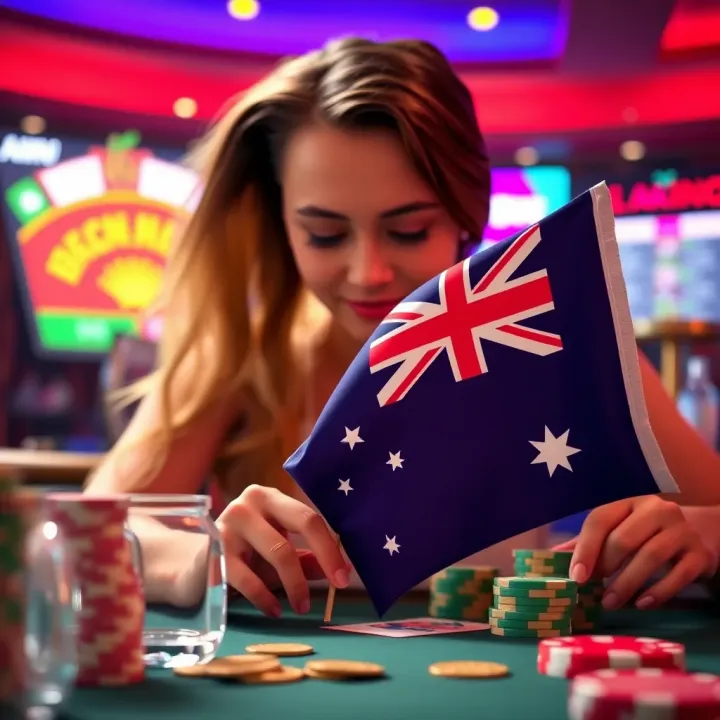 Representation of online casino bonuses with Australian flag elements