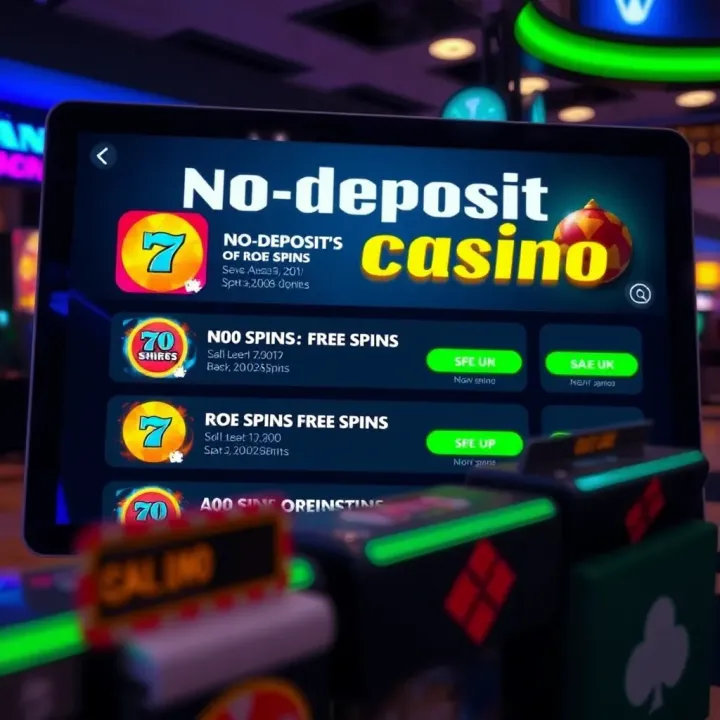 Illustration of a digital casino interface highlighting no-deposit free spin options for Australian players