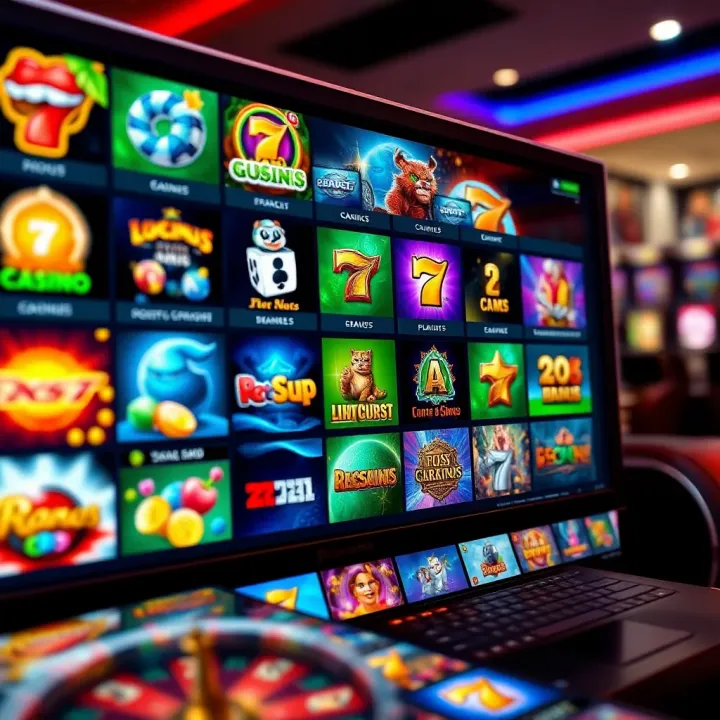 Wide variety of casino games displayed on a vibrant online gambling platform interface