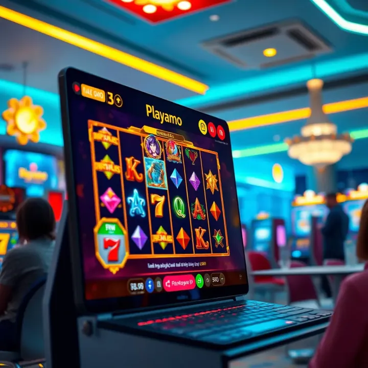 Playamo Platform Featuring Immersive Slot Game Experience Bright casino interface showcasing slot game with vibrant graphics and engaging gameplay elements
