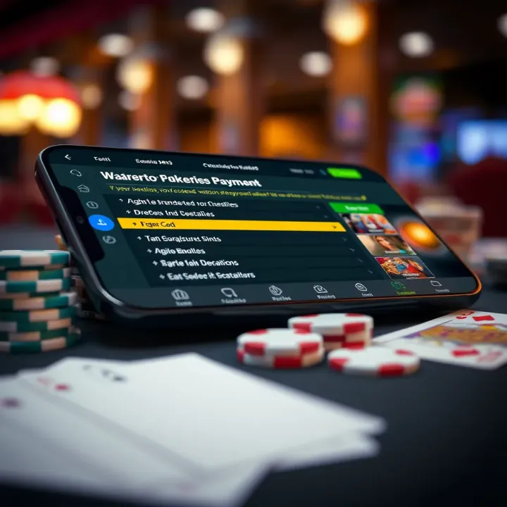 Illustration of wagering requirements and payment options on a mobile device