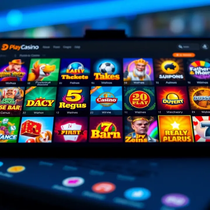 Diverse Game Options at PlayAmo Casino A variety of online casino games displayed on a digital device screen
