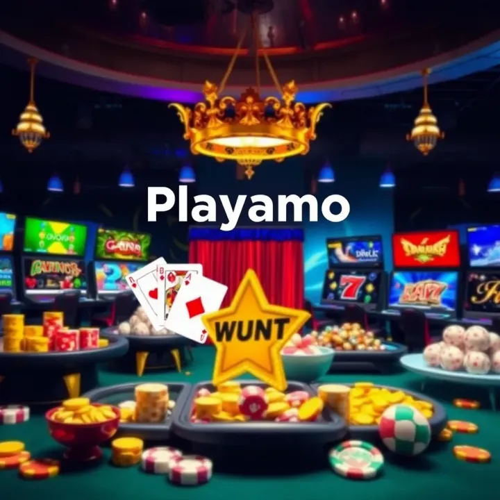 Diverse selection of online casino games including slots and table games on Playamo platform