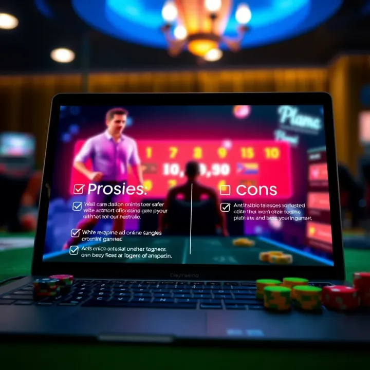 Essential Tips for Safer Online Casino Play in Australia Digital checklist highlighting pros and cons of online casinos for safe gaming