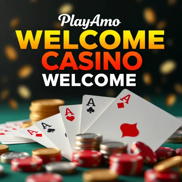 Illustration of a vibrant online casino welcome bonus offer with coins and playing cards