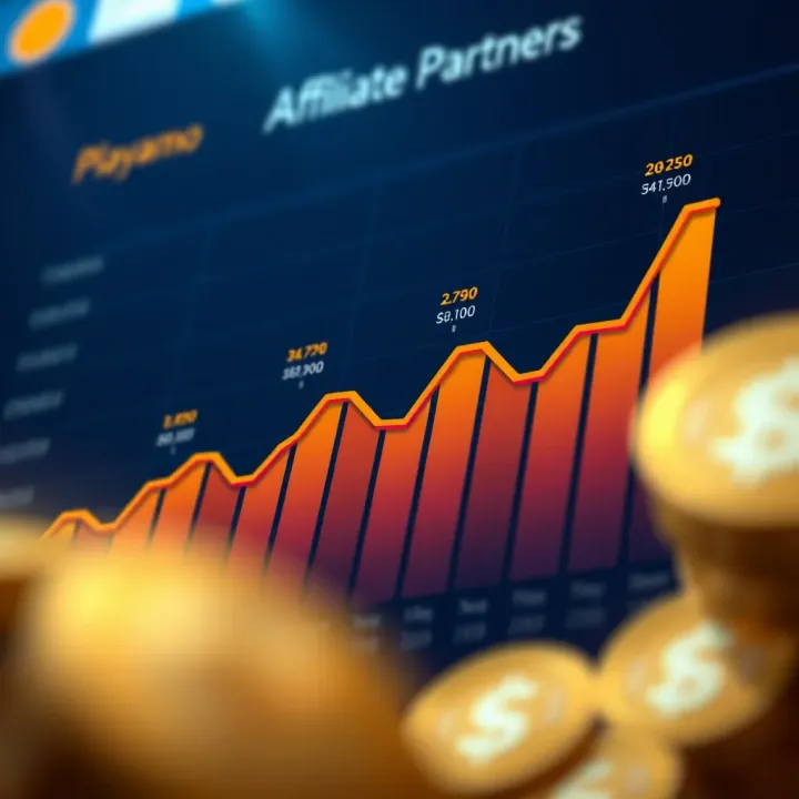 Playamo Partners Affiliate Commissions Growth Chart Graph showing upward trend in affiliate commissions for Playamo Partners program