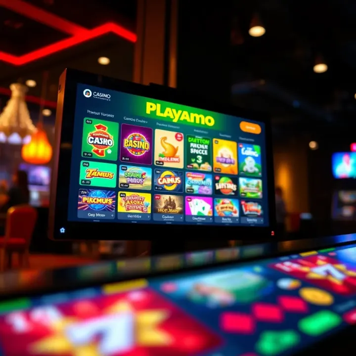 A colorful display of digital casino bonuses and discount vouchers on a glowing screen