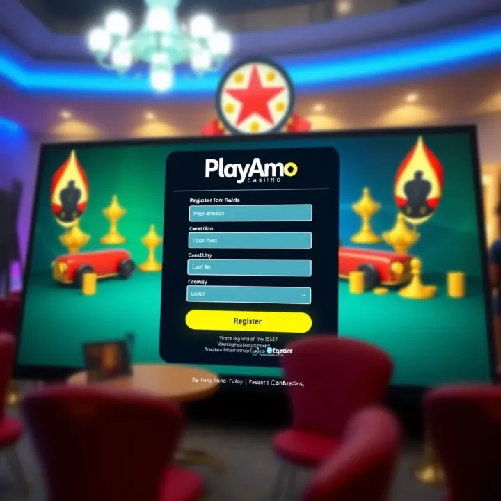 Registration Form Overview on PlayAmo for Australian Users User interface showing registration form with required fields for creating an account on an online casino platform