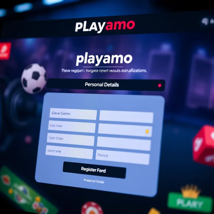 Playamo Registration Form Overview User interface displaying Playamo registration form with fields for personal details