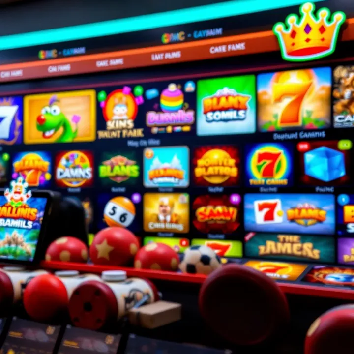 Variety of colorful online casino game icons including slots and card games