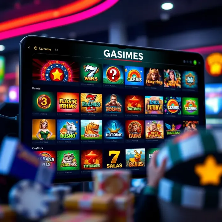 Interface showcasing diverse casino game categories available for online play