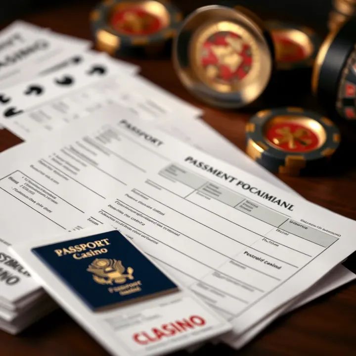 Verification documents including passport and utility bill displayed for online casino account approval