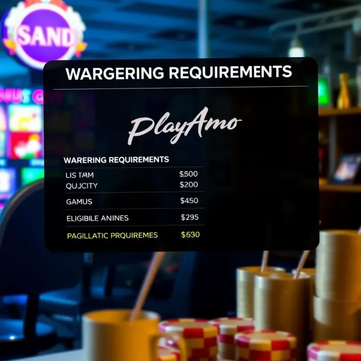 Graphic depicting wagering requirements and eligible games for casino bonus offers