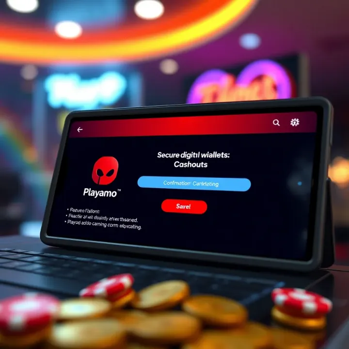 Illustration of a secure digital wallet interface showing transaction confirmation for online casino withdrawals