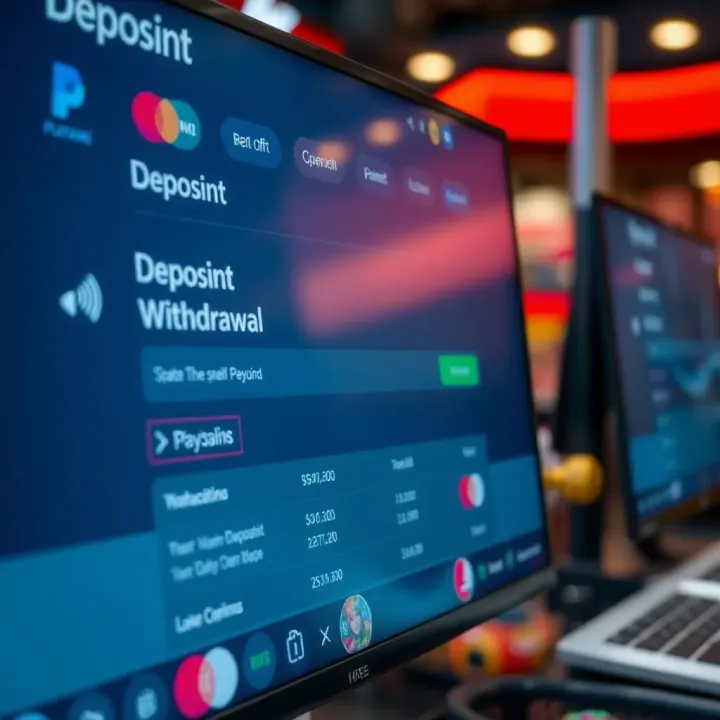 Secure online transaction screens showing deposit and withdrawal options