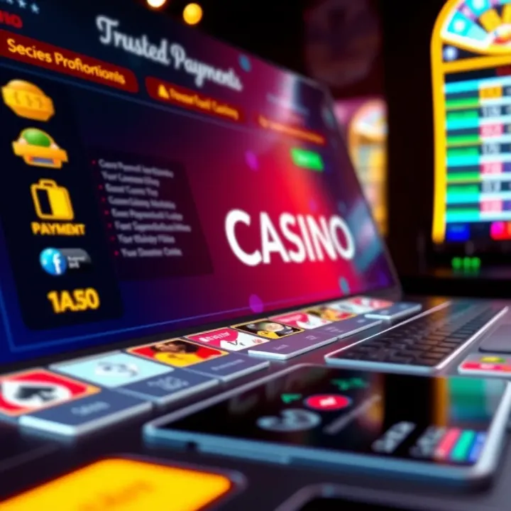 Secure online casino platform highlighting payment methods and responsible gambling icons