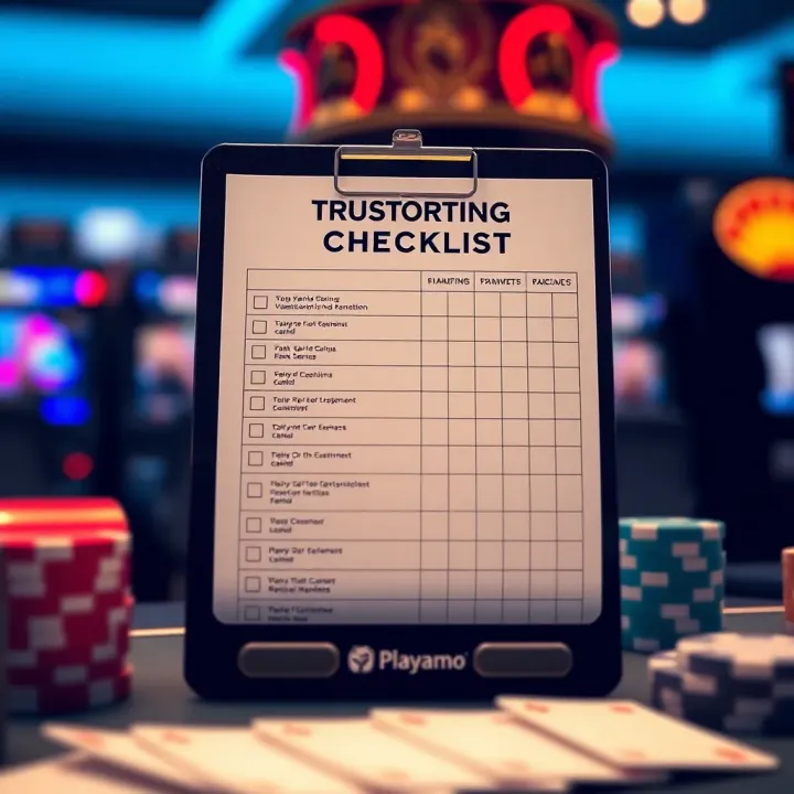 Checklist highlighting key trustworthiness factors for online casinos