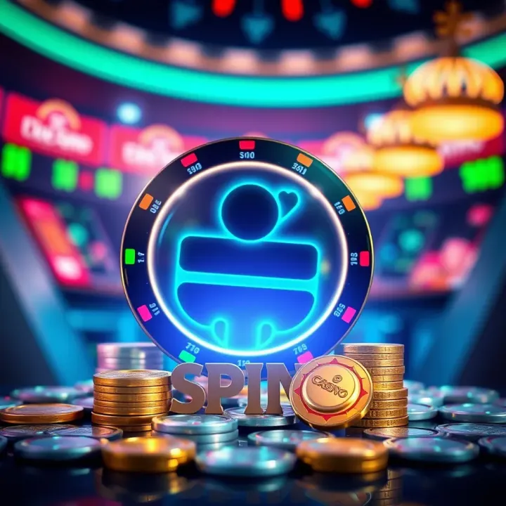 Illustration of digital coins and casino tokens symbolising free spin rewards in an online casino environment
