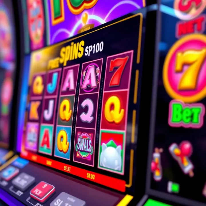Colourful slot machine reels with various symbols spinning on a digital casino interface